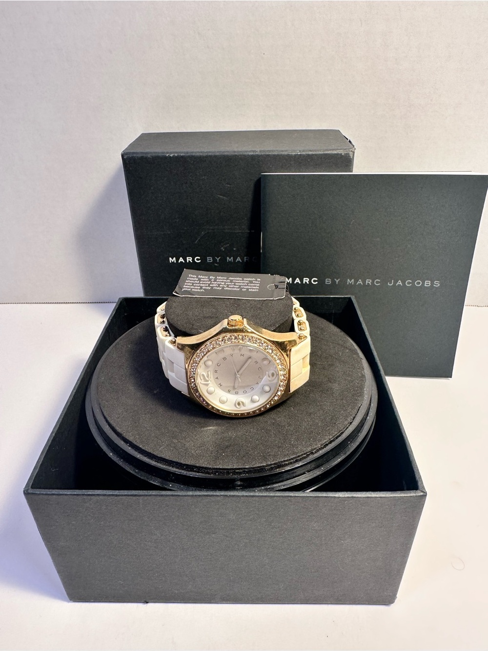 Marc by Marc Jacobs Gold Tone Watch with White Band